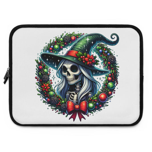 Christmas Witch Laptop Sleeve, Holiday Laptop Case, Festive Tablet Cover, Witchy Tech Accessories, Yuletide Computer Sleeve