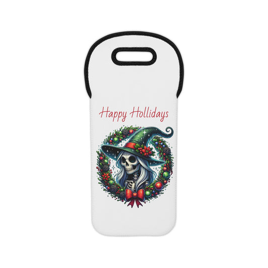 Christmas Witch Wine Tote Bag, Holiday Wine Carrier, Festive Bottle Holder, Reusable Wine Bag, Seasonal Gift Tote, Wine Lover Gift
