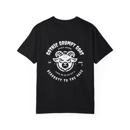 Gothic Spirit Animal Grumpy Goat T-Shirt, Alternative Style Tee, Unique Graphic Shirt, Dark Animal Lover Top, Occult Clothing