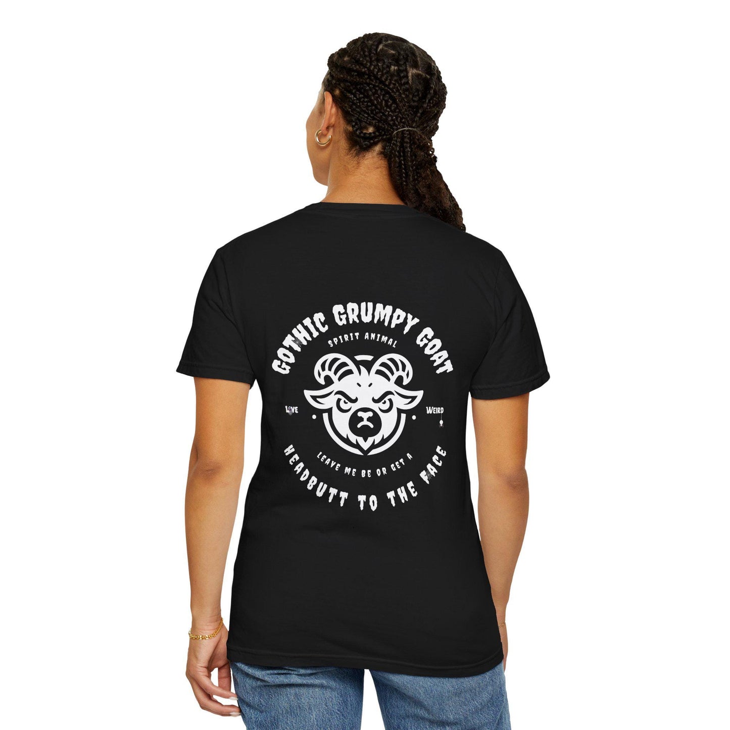 Gothic Spirit Animal Grumpy Goat T-Shirt, Alternative Style Tee, Unique Graphic Shirt, Dark Animal Lover Top, Occult Clothing