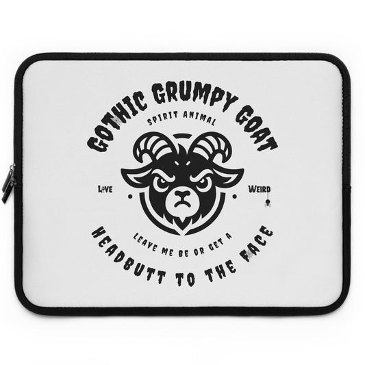 Gothic Grumpy Goat Laptop Sleeve, Protective Case, Tech Accessories, Dark Animal Print Bag, Alternative Spirit Animal, Unique Computer Cover