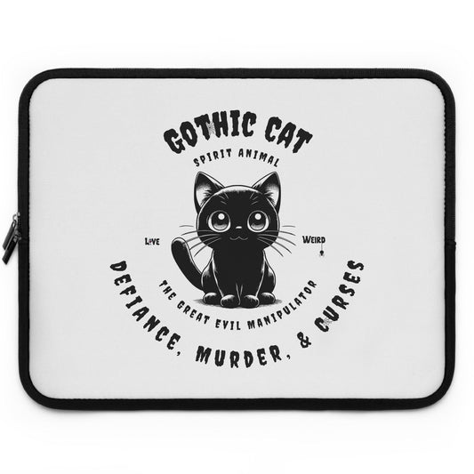 Gothic Cat Laptop Sleeve, Alternative Gothic Laptop Case, Witchy Cat Tablet Cover, Spooky Feline Macbook Sleeve, Halloween Cat Computer Bag