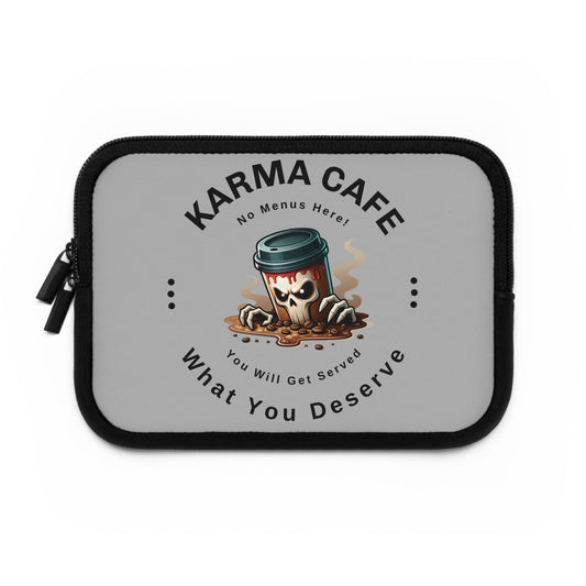 Karma Cafe Laptop Sleeve, Personalized Laptop Case, Positive Vibes Tech Cover, Karma Yoga Gift, Inspirational Quote Computer Sleeve